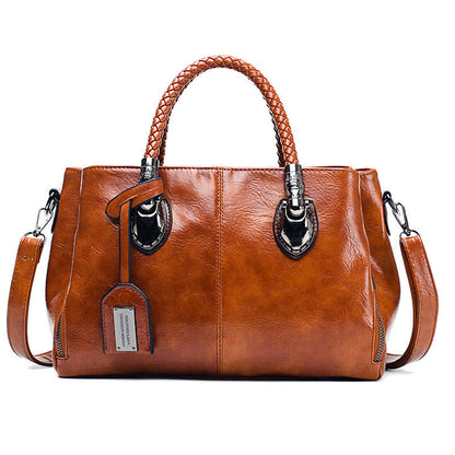 Vintage  Wax leather luxury handbags men Bags