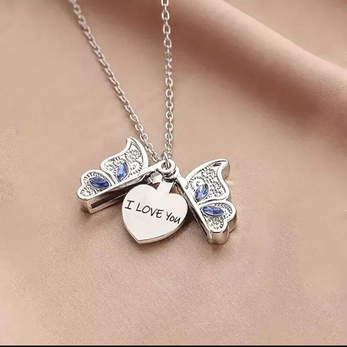 1pc i love you Openable Butterfly Necklace
