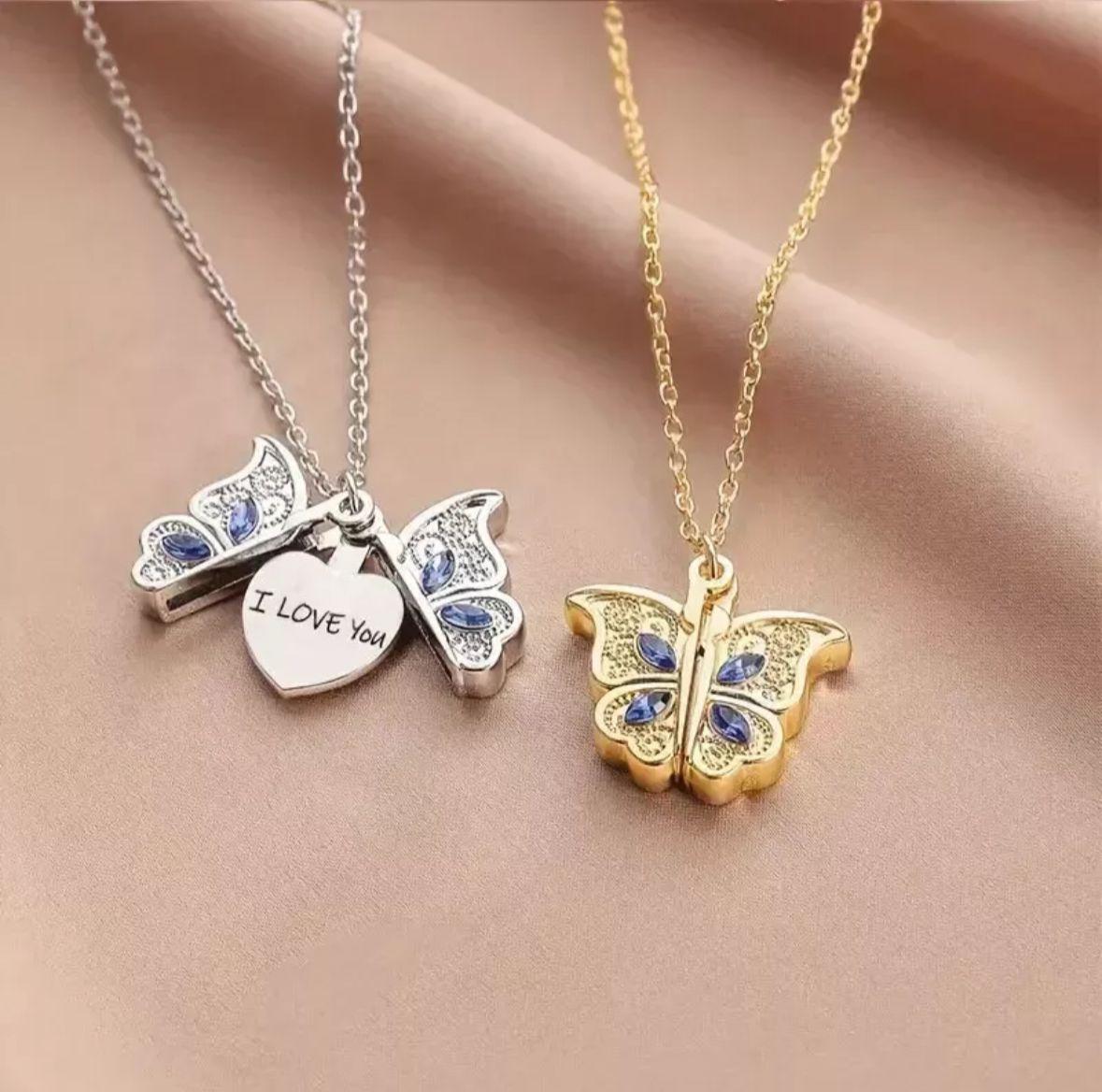 1pc i love you Openable Butterfly Necklace